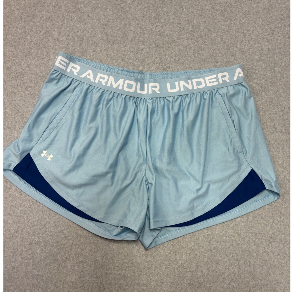 Under Armour Womens Play Up 3.0 Shorts Light Blue Navy 1383532-490 Plus Size 3X